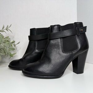 Madewell Lonny Black Leather Heeled Ankle Boots Size 7.5 Streetwear Minimalist